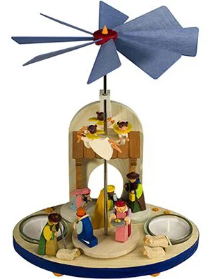 Christmas Nativity with Angels Tealight Pyramid by Graupner Holzminiaturen