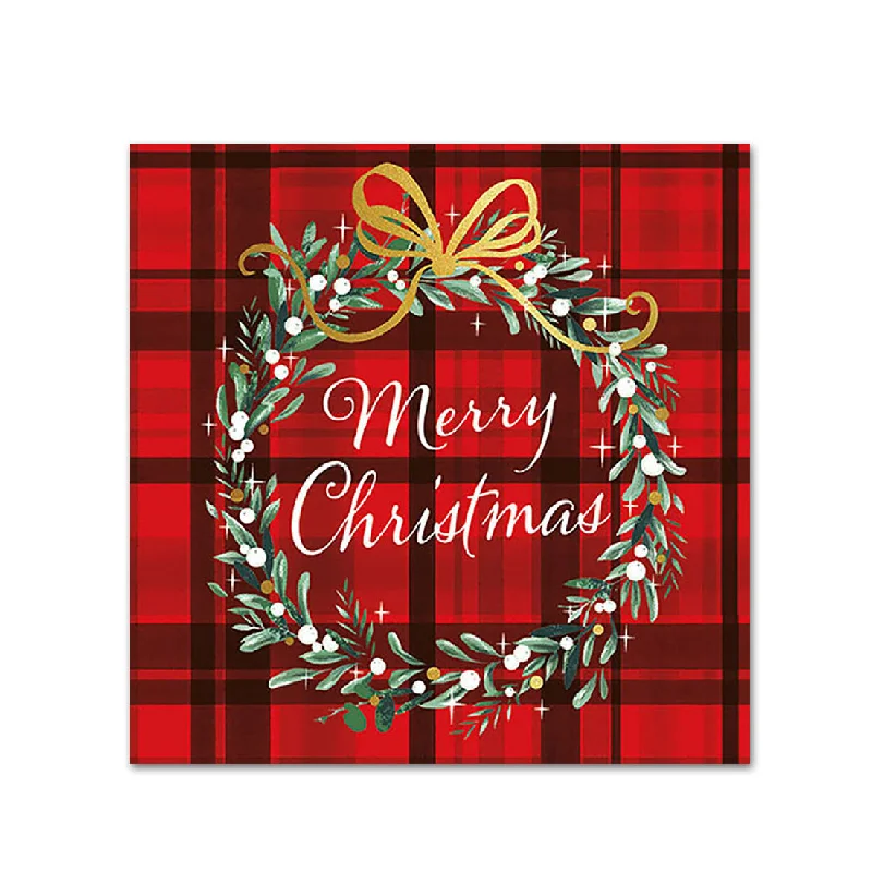 Christmas Plaid Paper Beverage Napkins