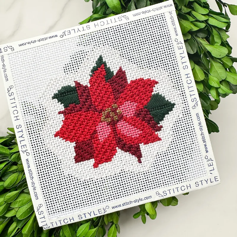 Christmas Poinsettia Needlepoint Canvas