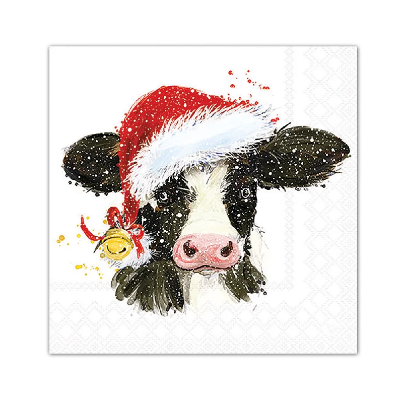 Christmas Santa Cow Paper Beverage Napkins