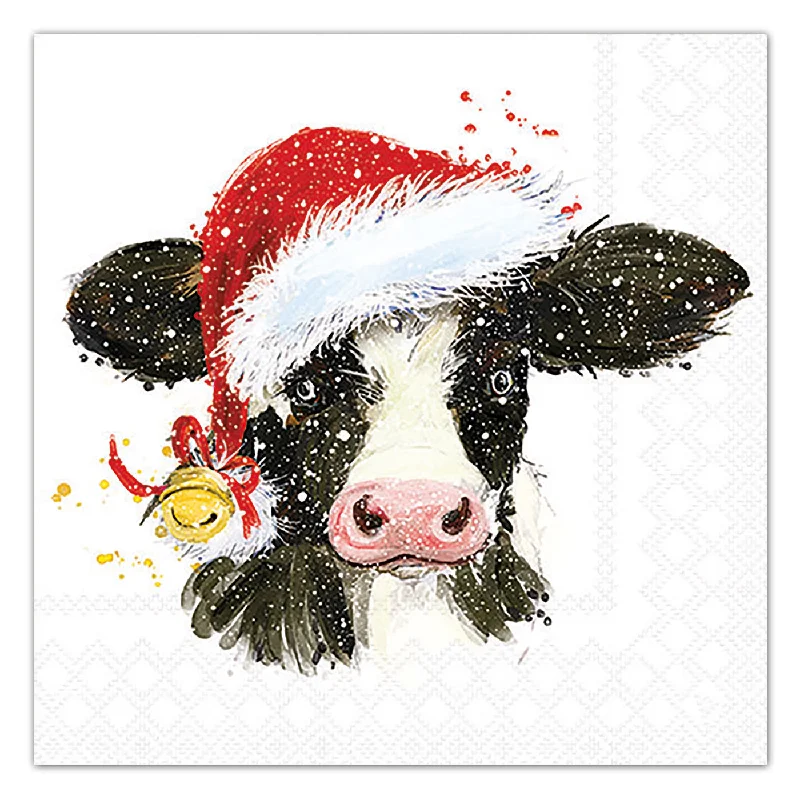 Christmas Santa Cow Paper Luncheon Napkins