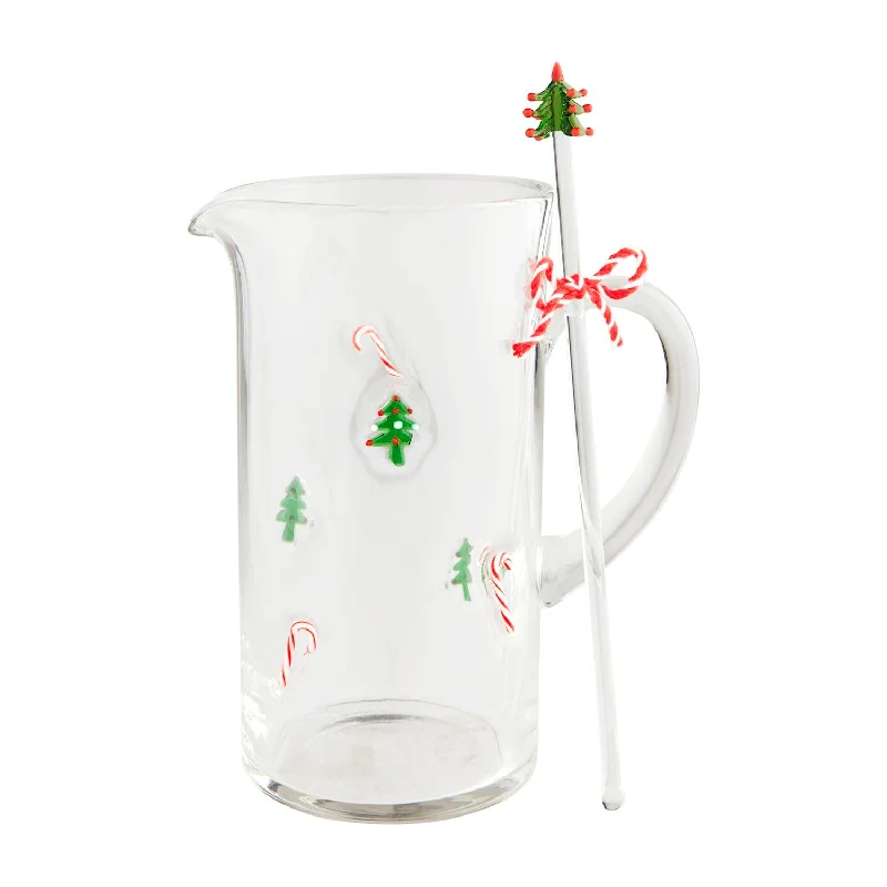 Chritmas Glass Pitcher & Stirrer Set by Mud Pie