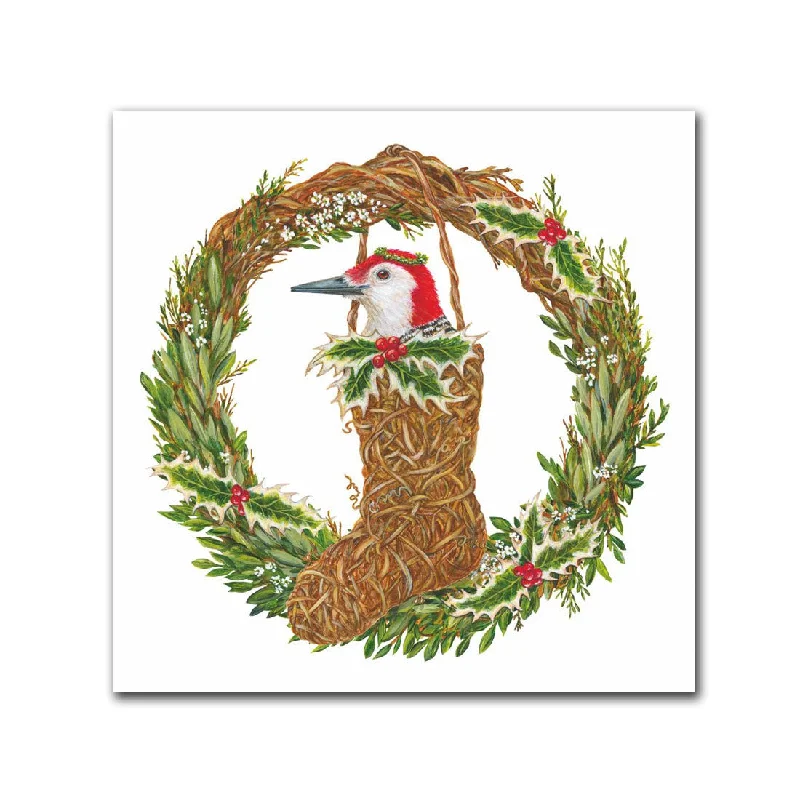 Claudette the Woodpecker Paper Beverage Napkins by Vicki Sawyer