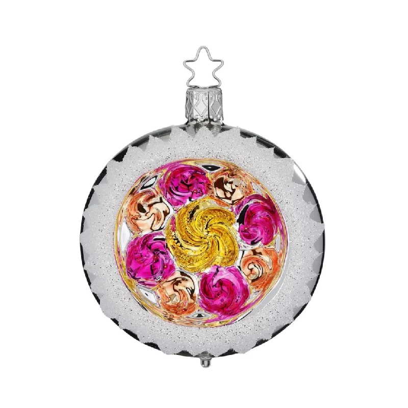 Colorful Snow Flurry Reflection Ornament, shiny Silver/Pink by Inge Glas of Germany