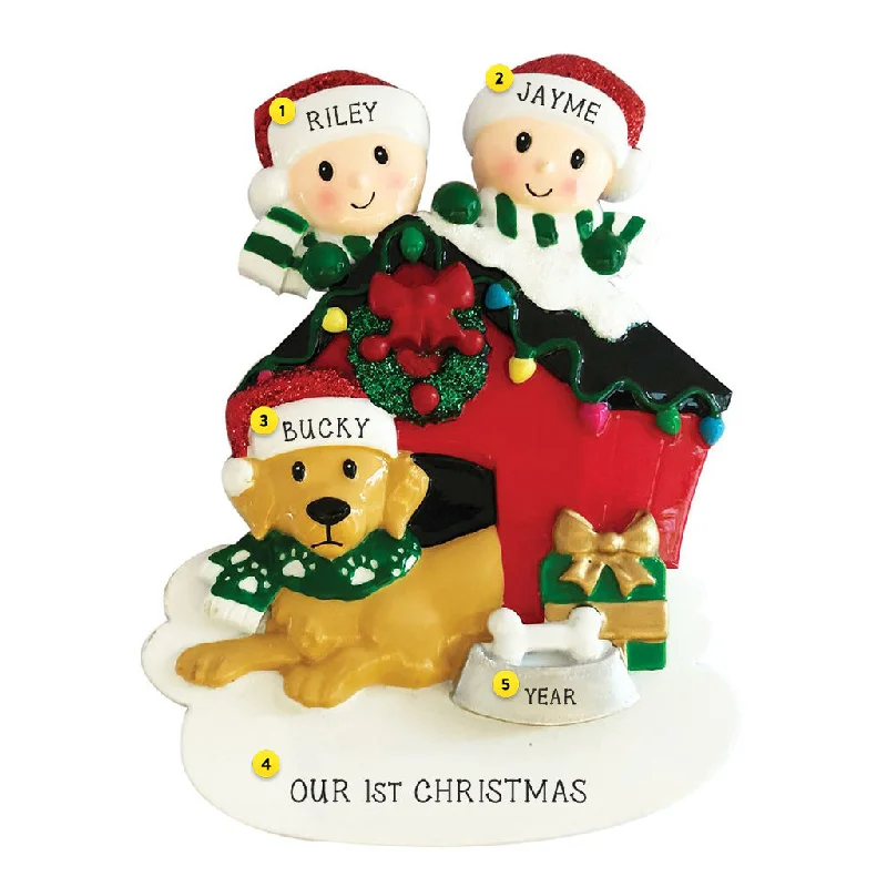 Personalized Couple with Dog Ornament