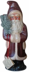 Cream Edged Red Santa Paper Mache Candy Container by Ino Schaller