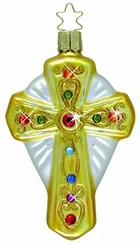 Cross of Glory Ornament Encrusted with Swarovski Crystals by Inge Glas of Germany