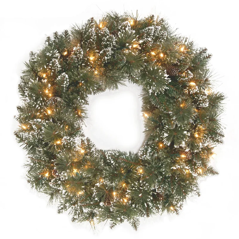 Crystal Elegance Pine Pre-Lit Artificial Christmas Wreaths