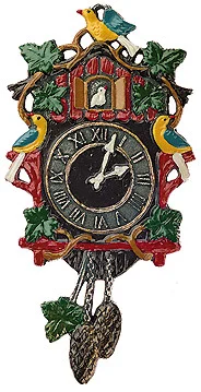 Cuckoo Clock, Painted on One Side Pewter Ornament by Kuehn Pewter