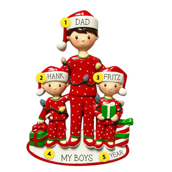 Personalized Dad with 2 Children Ornament