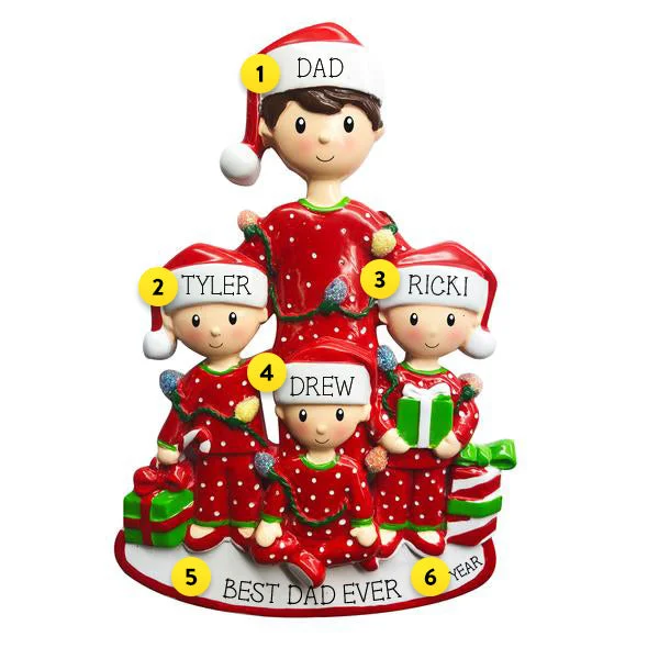 Personalized Dad with 3 Children Ornament