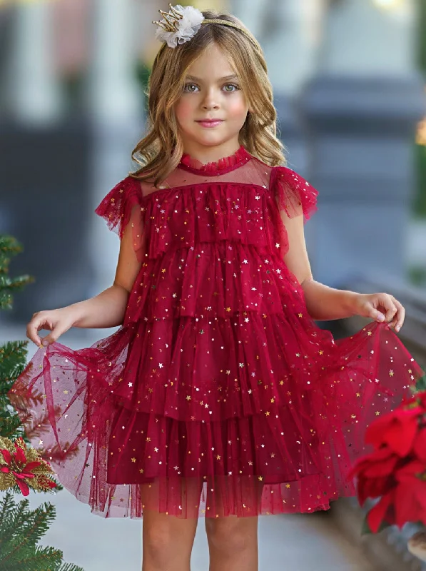 Dancing Star Sequin Tiered Tulle Dress