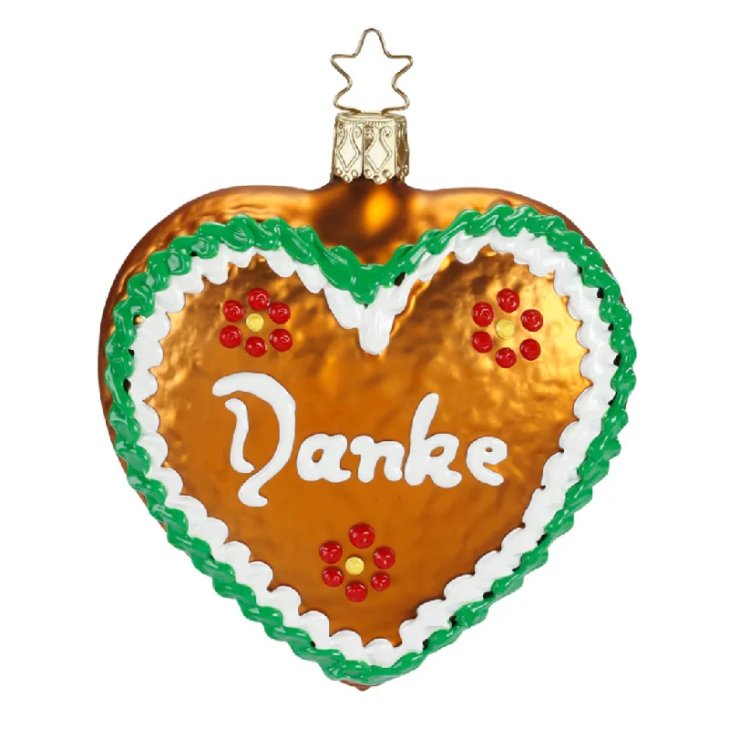 Danke Gingerbread Heart Ornament by Inge Glas of Germany