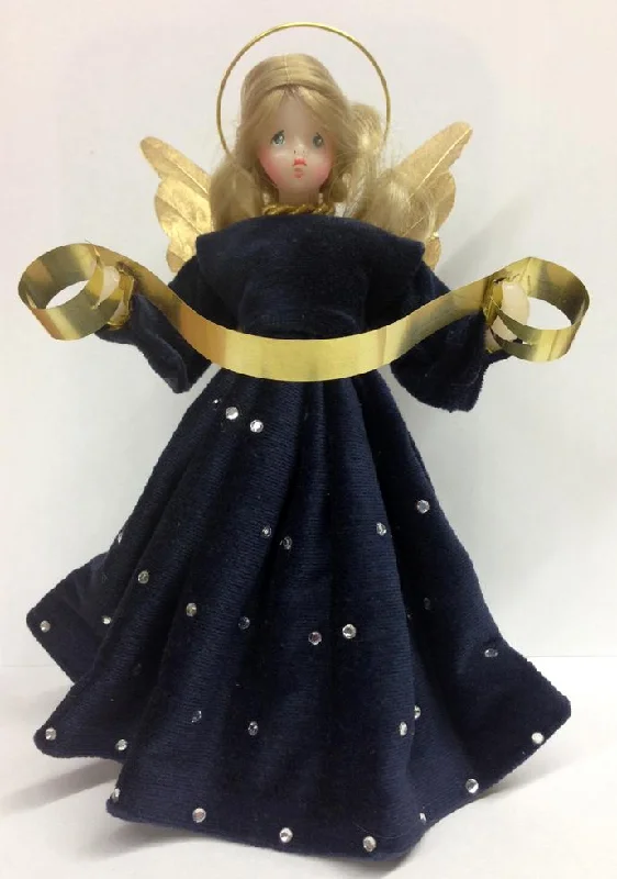 Dark Blue with Rhinestones Wax Angel by Margarete and Leonore Leidel in Iffeldorf