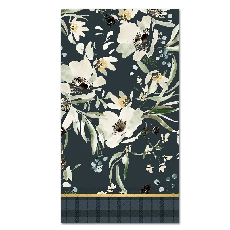 December Meadow Floral Gold Foil Paper Guest Towels