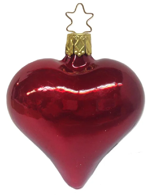 Deep Red Mercury Heart Ornament by Inge Glas of Germany