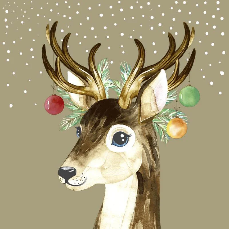 Deer Baubles Luncheon Size Paper Napkins