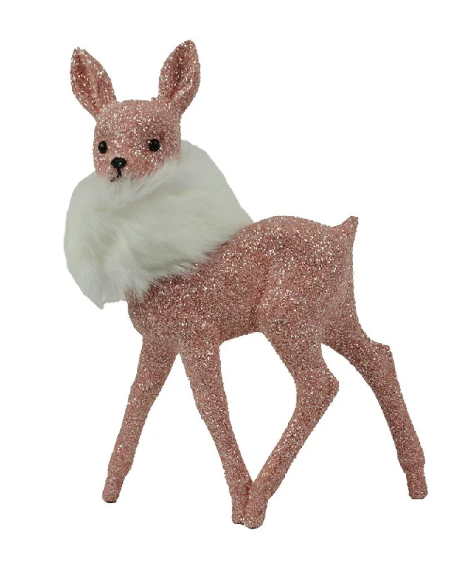 Deer, pink glittered with white boa, Plastic Figure by Ino Schaller