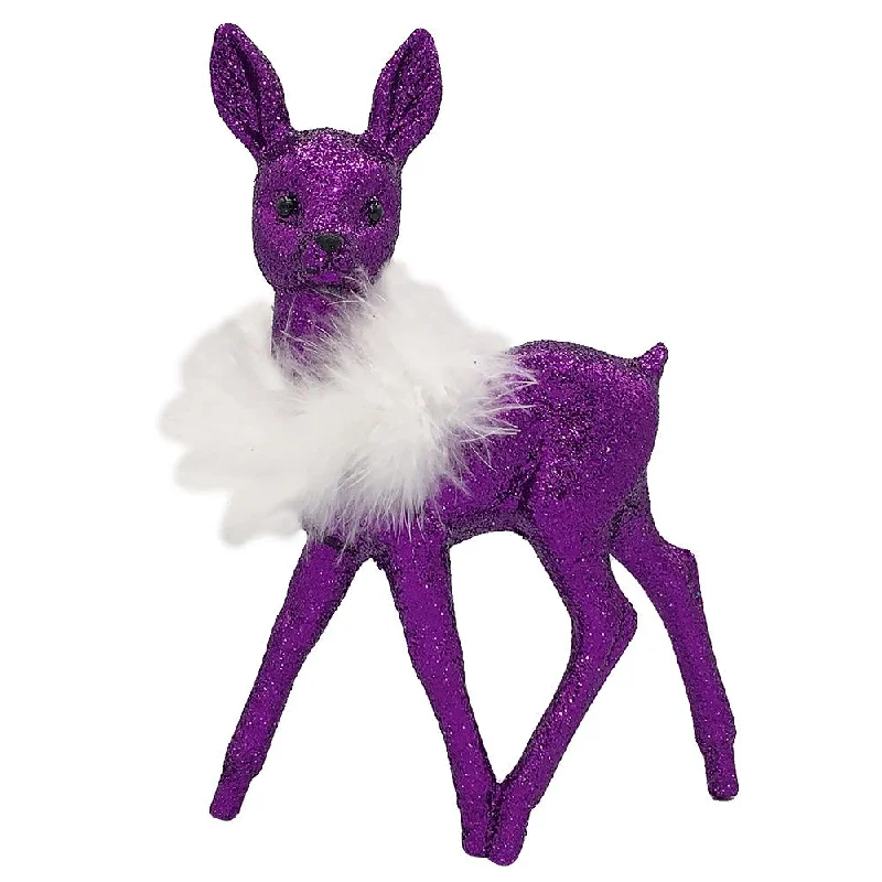 Deer, purple glittered with white boa, Plastic Figure by Ino Schaller