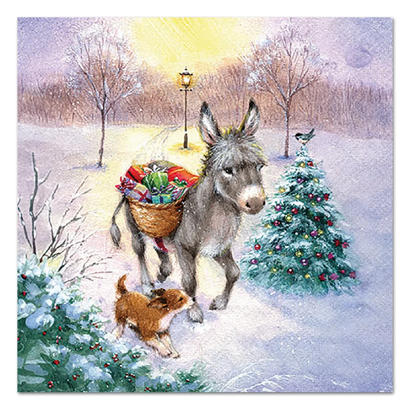 Donkey Christmas Delivery Paper Luncheon Napkins