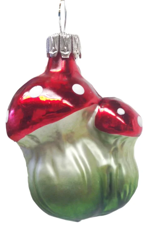 Double Headed Mushroom Ornament by Hausdorfer Glas Manufaktur