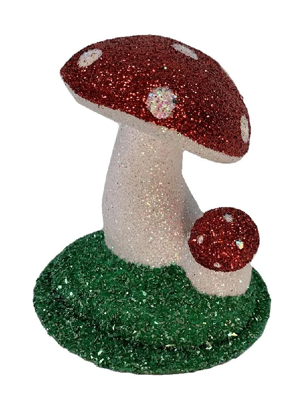 Double Mushroom with Red Glitter Figurine by Ino Schaller