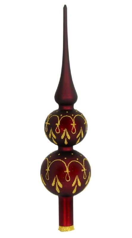 Double Sphere Finial Tree Topper, matte bordeaux by Glas Bartholmes