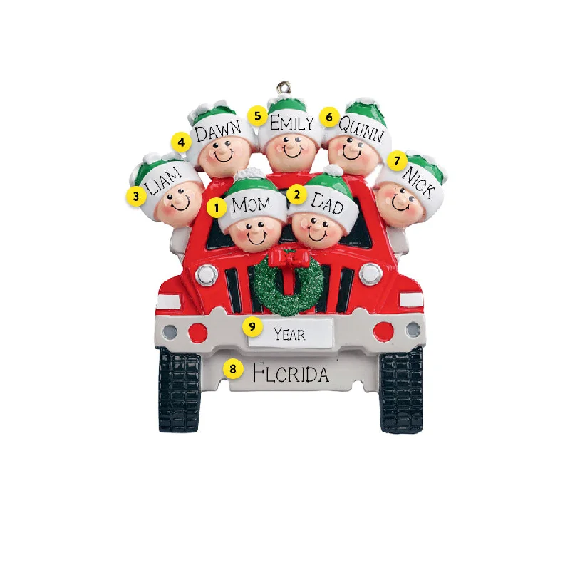 Personalized SUV Family of 7 Ornament