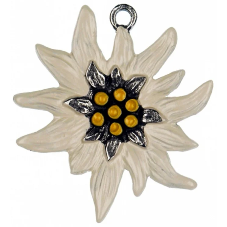 Edelweiss, Painted on One Side Pewter Ornament by Kuehn Pewter