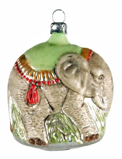 Elephant Ornament with Green Carpet by Marolin Manufaktur