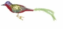 Fancy Green Bird Ornament by Inge Glas of Germany