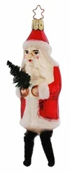 Father Christmas with Chenille Legs Ornament by Inge Glas of Germany