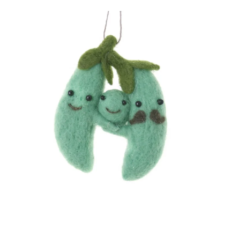 Felt Pea Pod Family Ornament 3.5"