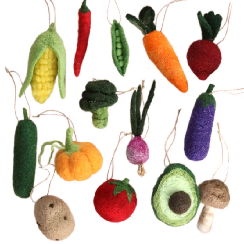 Felt Veggies Ornament Set (Set of 14)