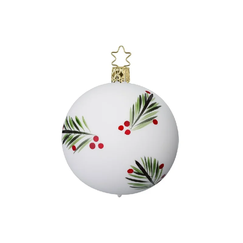 Fir Branches Ball, porcelain white matte, 6cm by Inge Glas of Germany