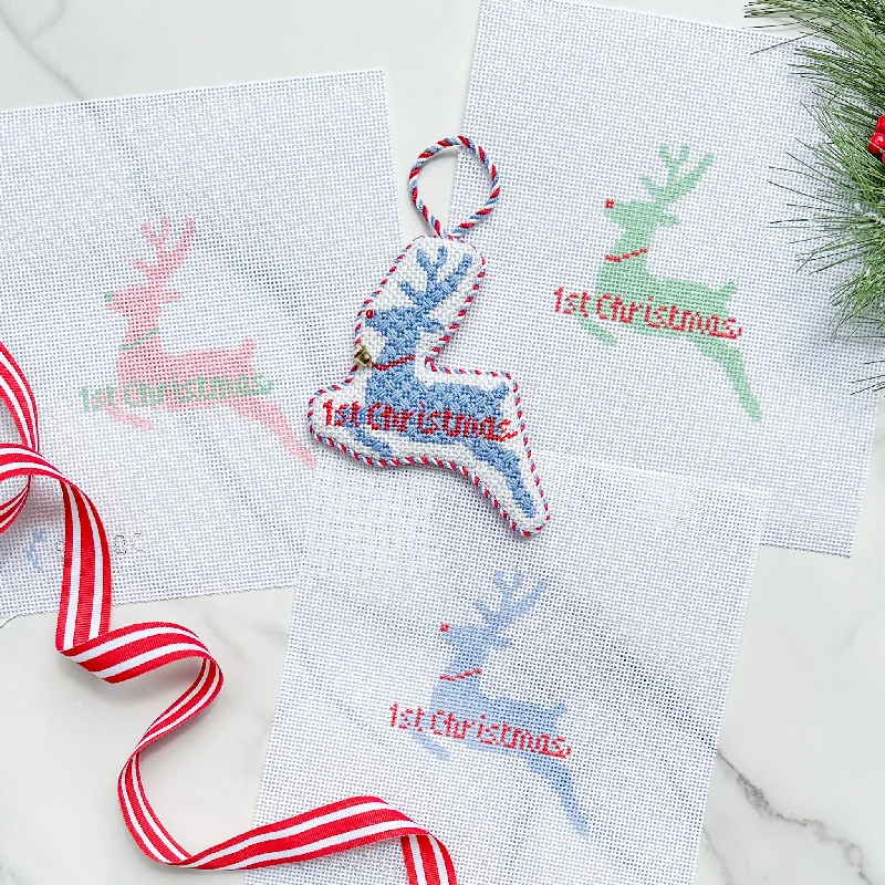 First Christmas Reindeer Needlepoint Canvases