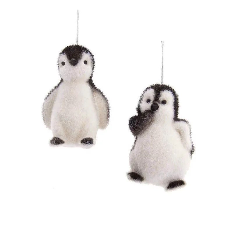 Flocked Penguin Ornament 3.5"