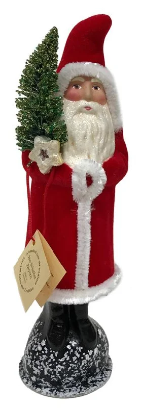 Flocked Santa Paper Mache Candy Container by Ino Schaller