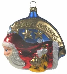 Flying Santa Ornament by Hausdorfer Glas Manufaktur