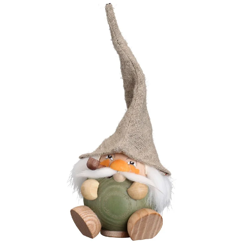 Forest Gnome in Green, Incense Smoker Seiffener Volkskunst