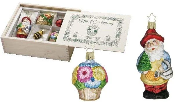 Gifts of Gardening Boxed Set of 5 Ornaments by Inge Glas of Germany