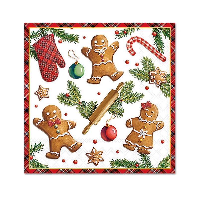 Gingerbread Cookies Holiday Paper Beverage Napkins