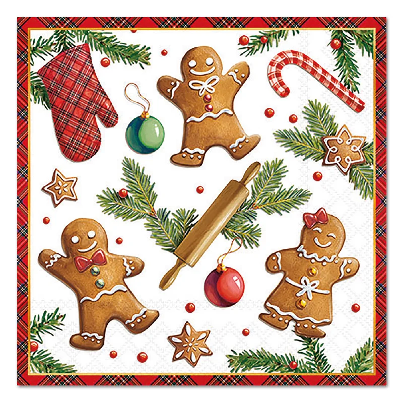 Gingerbread Cookies Holiday Paper Luncheon Napkins