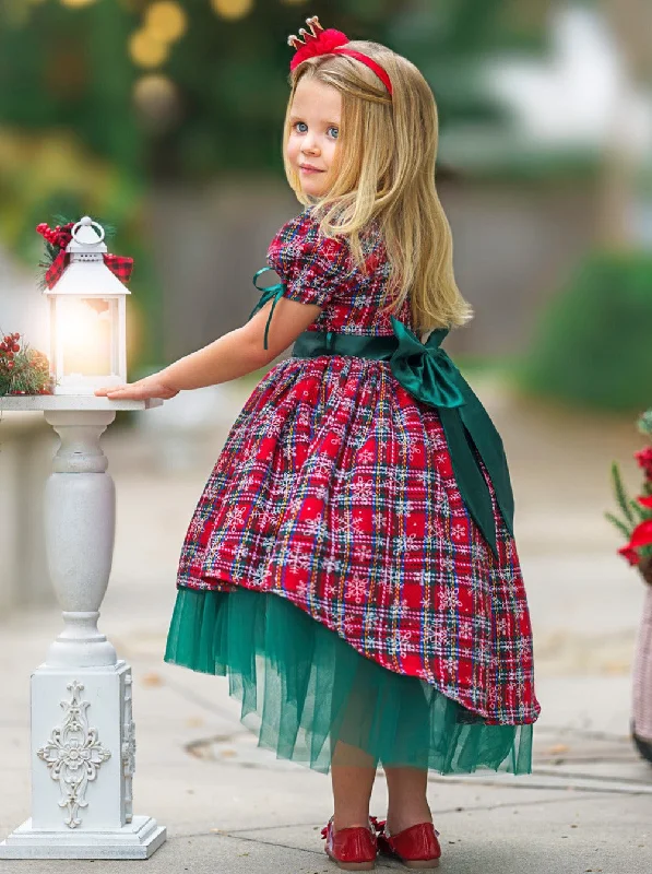 Snowflake Magic Plaid Christmas Dress