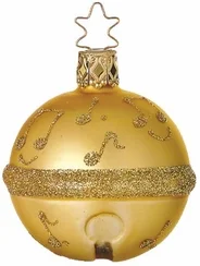 Gold Jingle Bell Ornament by Inge Glas of Germany