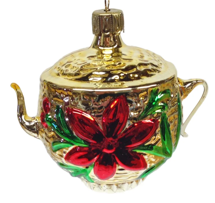 Gold Teapot Ornament by Old German Christmas