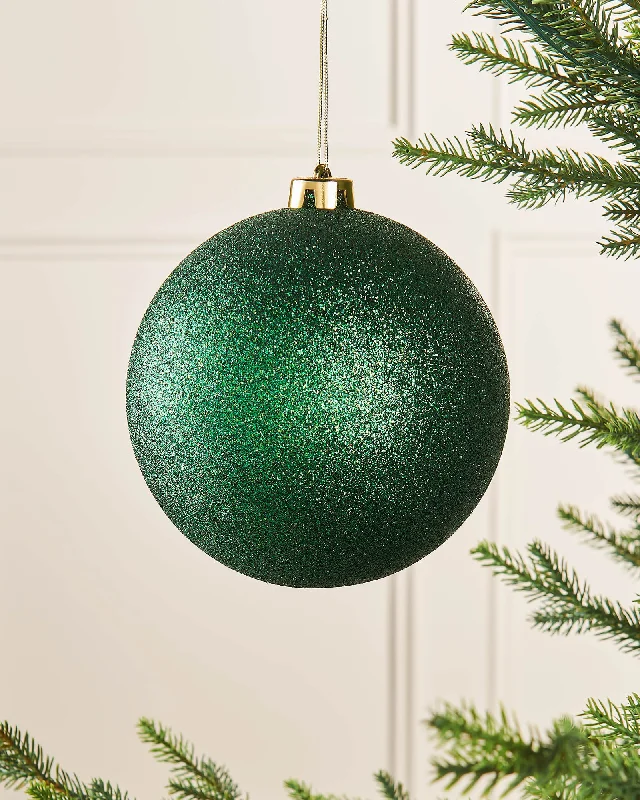 Green Large Glitter Shatterproof Bauble, 15 cm