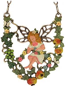 Hanging Flower Fairy Making Garland of Flowers Pewter Ornament by Kuehn Pewter