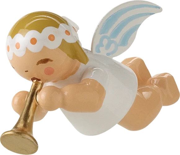 Hanging Marguerite Angel with Trumpet Wooden Ornament by Wendt und Kuhn