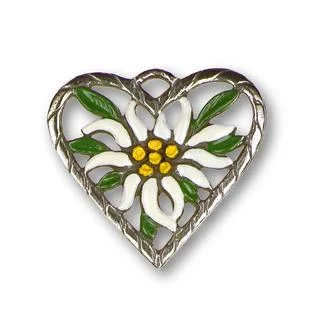 Heart with Edelweiss Ornament by Kuehn Pewter